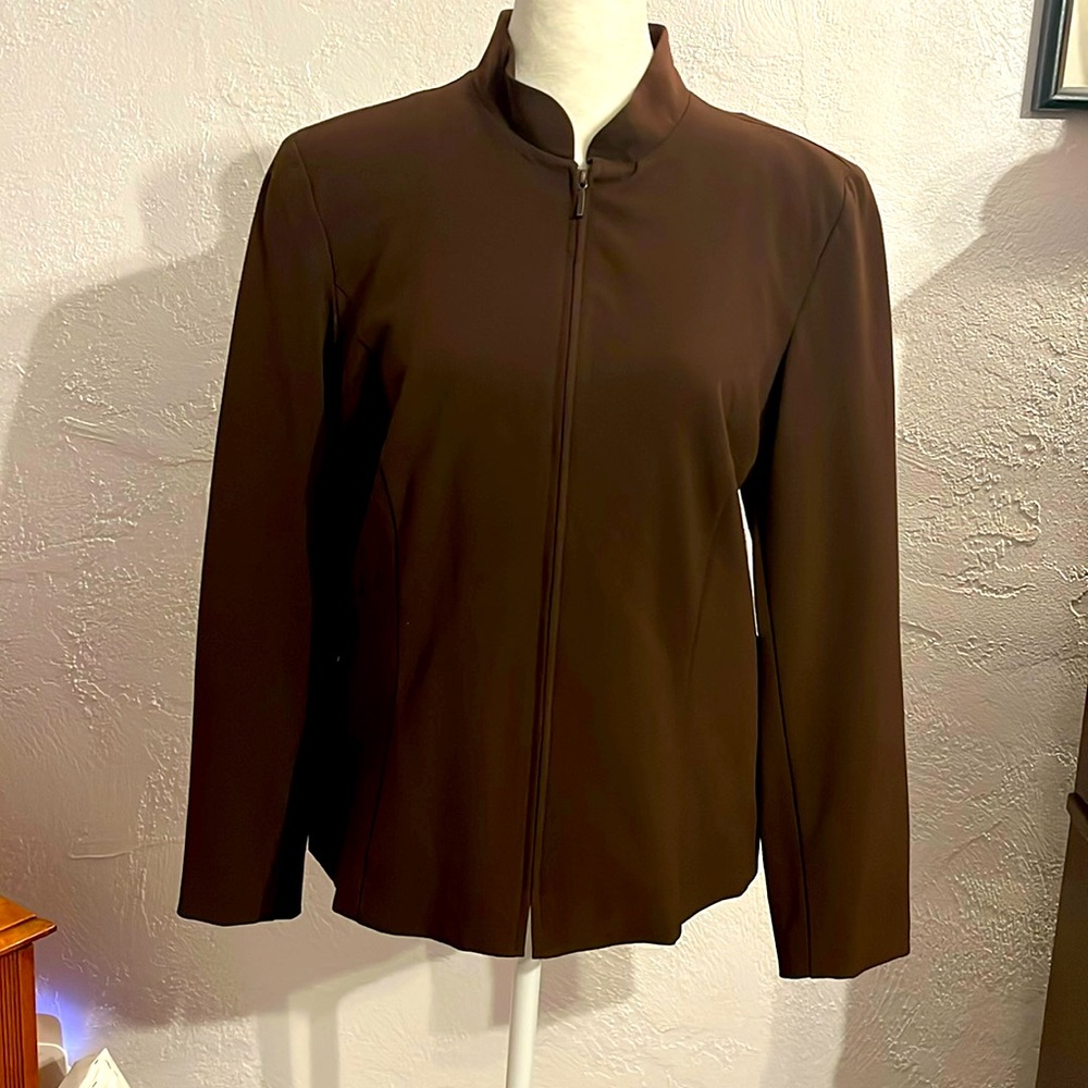 NWT Preswick & Moore Petite zippered Blazer, Brown Sz 10P
